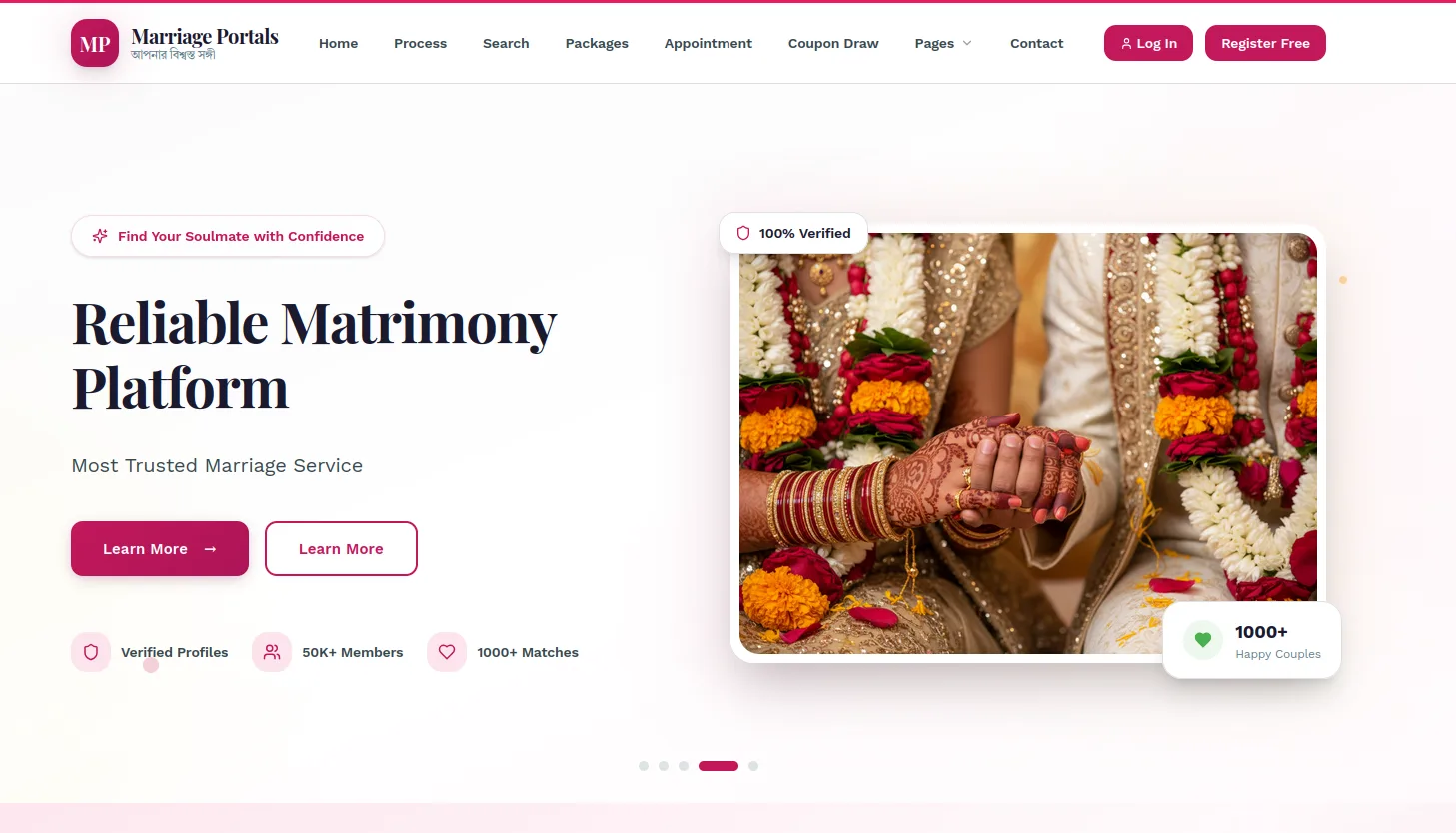 Marriage Portals Website Desgine+Devlopment